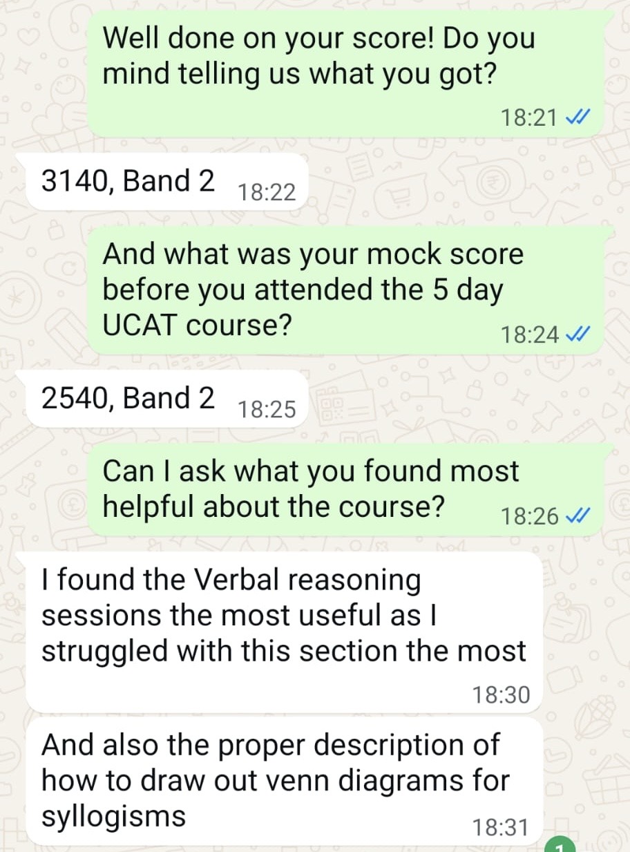 Student WhatsApp — 3140 Band 2, VR method praise