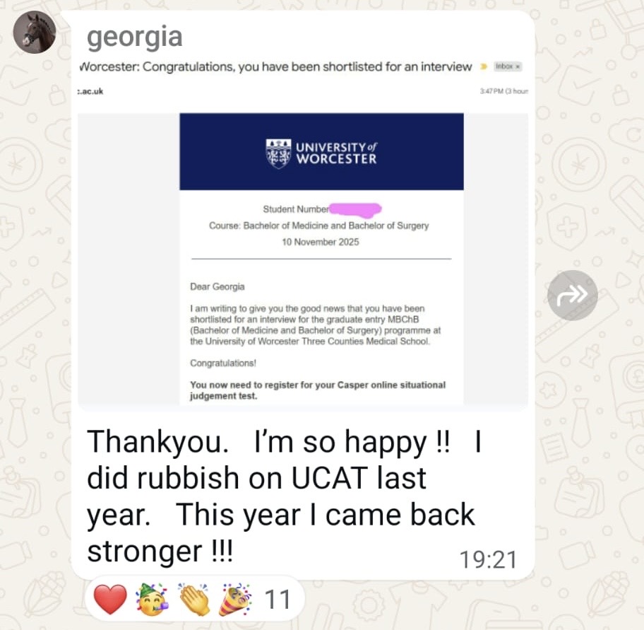 Georgia WhatsApp — Worcester MBChB interview