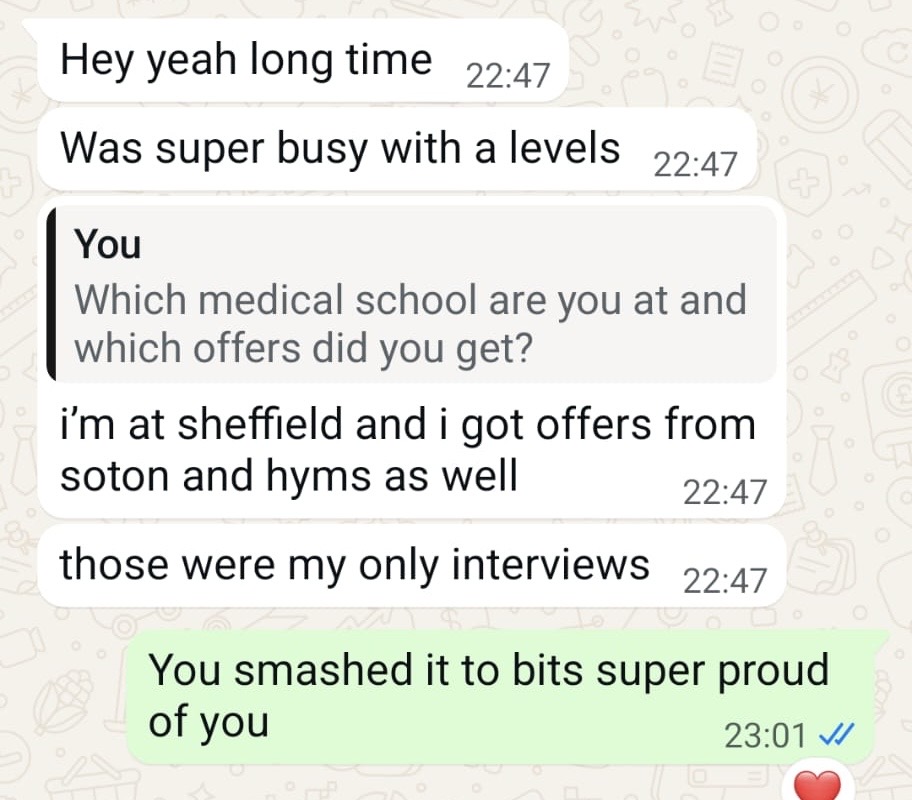 Student WhatsApp — Sheffield offer