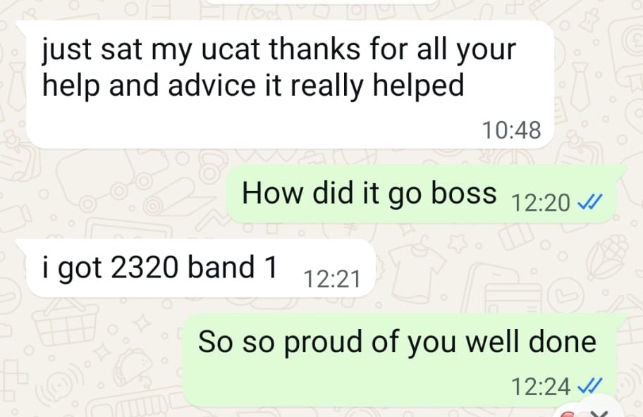 Student WhatsApp — 2320 Band 1 thanks